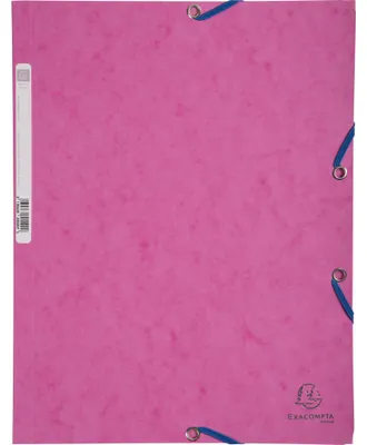 Image de Exacompta 25x Chemise 3 rabats à élastiques carte lustrée 400g/m2 A4 Rose 55520E