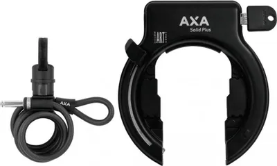 Productafbeelding van AXA Solid Plus ringslot + Newton PL150 anti-diefstal kabel (verpakt in blisterverpakking)