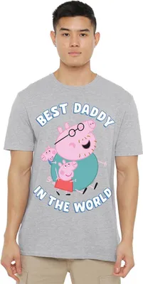 Image de Peppa Pig - T-shirt homme/femme unie "Best Daddy in the World" TV21394 (L) (Gris chiné)