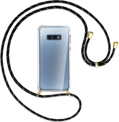 Produktbild von Handykette Backcover-Schutzhülle mit Band (Metall goldfarben) für Samsung Galaxy S10e - schwarz/gold