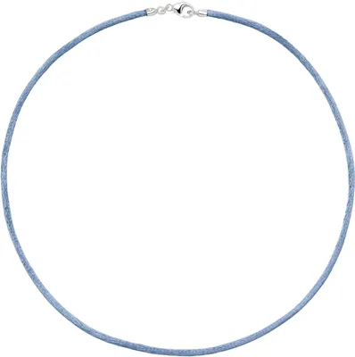 Produktbild von 2,8mm Seidenband Seidencollier hellblau Karabiner 925 Damen 42cm