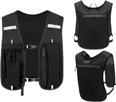 Image de Gilet de course avec gourde intégrée – Gilet d'hydratation – Gourde souple de 500 ml – Réfléchissant – Léger – Imperméable – Unisexe – Idéal pour la course à pied, le vélo et la randonnée