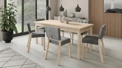 Obrázek produktu pro Rozkládací jídelní stůl se 6 židlemi CADLA 10 - dub sonoma
