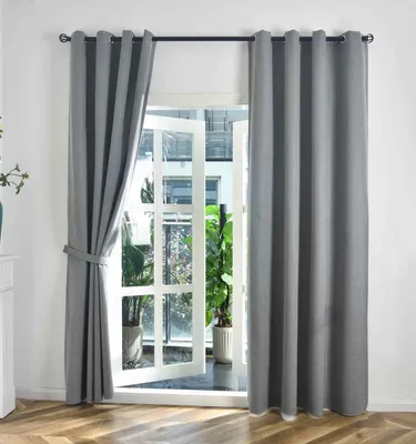 Produktbild von 2er Set Verdunkelungsvorhänge Ösen Raffhalter HxB 245x145 cm Grau 100% Verdunkelung Blackout »München Dark« Dreischichtige Bindung Fischgrätmuster 202410-2