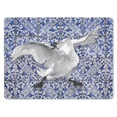 Produktbild von MuchoWow® Mauspad Mousepad Schwan - Kunst - Delfter Blau - Malerei - Alte Meister 23x19 cm - Mousepads - Maus Mat - Pad - Mausunterlage - Schreibtischunterlage - Mauspad