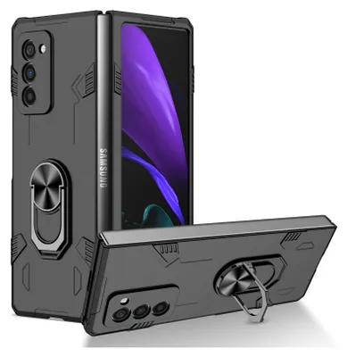 Immagine prodotto di Custodia Galaxy Z Fold2, robusta custodia rigida in PC, antiurto con supporto ad anello e supporto per Samsung Galaxy Z Fold 2 5G Nero