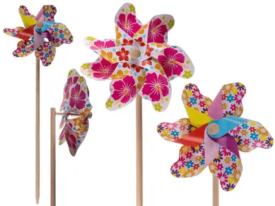 Produktbild von OOTB Bunte Windmühle mit Blumen ca. 17 cm