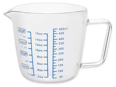 Image de Verre doseur en verre borosilicaté, 500 ml, résistant à la chaleur, adapté au micro-ondes