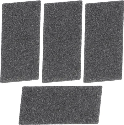 Four rectangular foam filters are arranged on a white background.