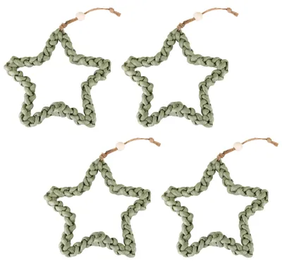 Produktbild von Dekohänger Stern aus Papierkordel Olivgrün 21 cm im 4er Set