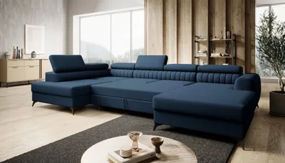 Produktbild von FURMEB24 ECKSOFA ALVIN U- form mit Schlaffunktion links 350 x 203 cm BLAU