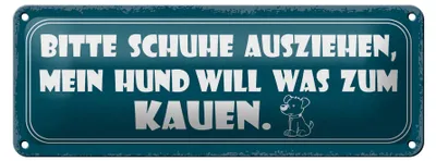 Produktbild von Blechschild Spruch 27x10cm bitte Schuhe ausziehen mein Hund Dekoration