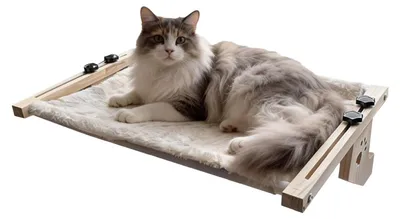 Image de Hamac en bois pour chats avec coussin moelleux