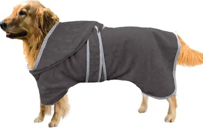 Produktbild von HOMELEVEL Hundebademantel Hundehandtuch - Handtuch für große und kleine Hunde - 100% Baumwolle - Bademantel weich bequem für Hund - mit Kapuze und