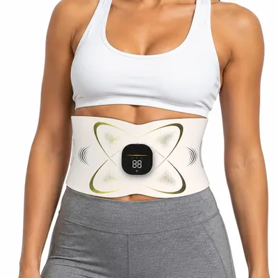 Produktbild von EMS Bauchmuskeltrainer mit Wärmefunktion, kabelloser Bauchmuskelgürtel mit 16 Intensitätsstufen, USB wiederaufladbar, für Muskeltraining & Fitness