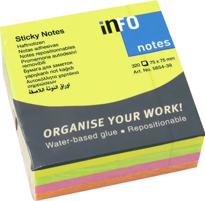 Produktbild von inFO notes Haftnotizen-Würfel 50 x 50 mm Brilliantfarben