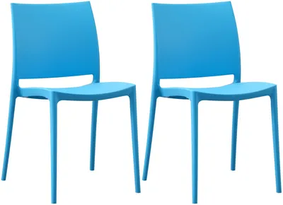 Produktbild von CLP 2er Set Gartenstühl Meton mit Lehne stapelbar wetterfest UV-beständig bis 150 kg blau