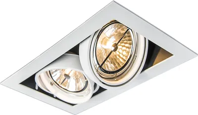 Produktbild von QAZQA - Design Einbaustrahler weiß schwenkbar 2-flammig - Oneon 111-2 I Wohnzimmer I Schlafzimmer - Stahl Rechteckig - LED geeignet G53