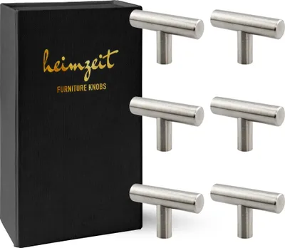 Produktbild von heimzeit Möbelgriffe T-Form Silber - 6 Stück