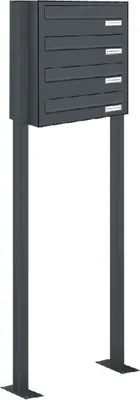 Produktbild von 4er Standbriefkasten Freistehend Durchwurfanlage RAL 7016 Anthrazit