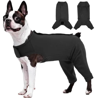Productafbeelding van INF Oblek voor honden na een operatie - beschermende broek om likken te voorkomen, ademende overall van polyester, huidvriendelijk, geschikt als comfortabele kleding voor huisdieren het hele jaar door (maat S-XL), kleur zwart, maat M