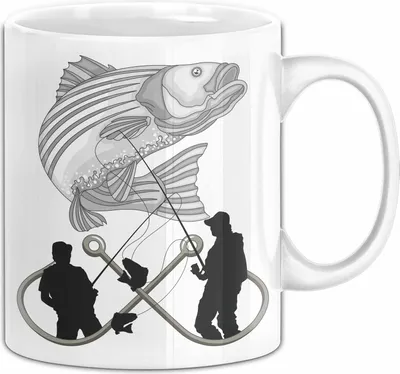 Produktbild von Angler Tasse Geschenk Hecht Grafik Geschenkidee Angeln (Weiß)