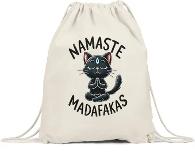 Produktbild von Namaste Madafakas Turnbeutel Geschenkidee für Yoga-Fans und Katzenliebhaber