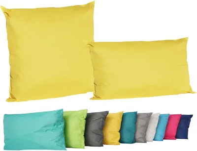Produktbild von 2er Set Outdoor Lounge Kissen Set 45x45cm + 30x50cm Dekokissen Inkl. Füllung Wasserfest Sitzkissen Garten Lotus Effekt, Farbe:Gelb