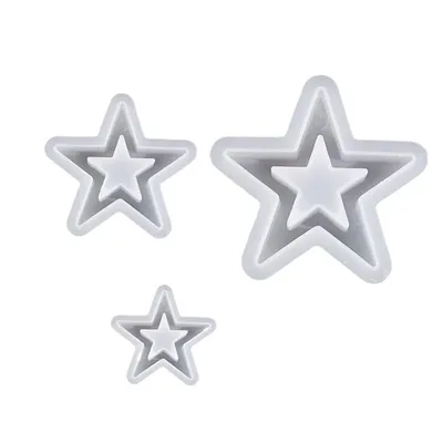 Produktbild von 3er Set Hohlstern-Silikonformen,Große,mittlere&kleine Stern-Häuser, lebensmittelecht,hitzebeständig, ideal für Kerzen,Seife,Schokolade,DIY&Dekoration
