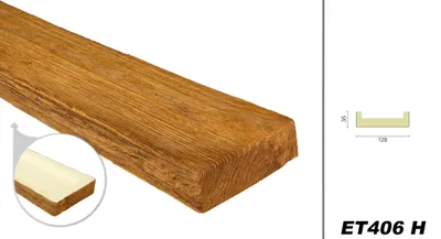 Produktbild von DECO WOOD Dekobrett modern aus Polyurethane, 2m Länge, PolyurethanBrett Holzoptik (hellbraun - 120x35mm) Dekorbrett Holzstruktur Design