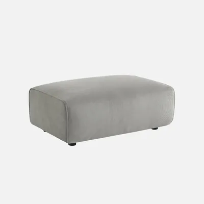 Produktbild von sweeek - Sitzhocker, Fußhocker mit Cordbezug für 3-Sitzer-Sofa Wallas - Hellgrau