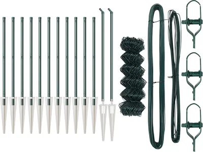 Produktbild von Möbel Kettengliedzaun mit 13 Spike-Posts 0.4x25 m verzinkter Stahl - Metallzäune 3351166