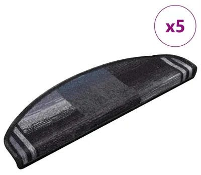 Immagine prodotto di vidaXL Tappetini per gradini autoadesivi 5 pezzi 65x21x4 cm Nero Grigio