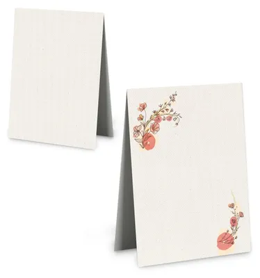 Produktbild von 25 Platzkarten zum Beschriften Tischordnung Hochzeit beige rot floral 8,5 x 5,5 cm