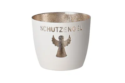 Produktbild von Giftcompany Geschenke Vertriebsgesellschaft mbH Madras Windlicht M Schutzengel weiß/gold 8,5cm