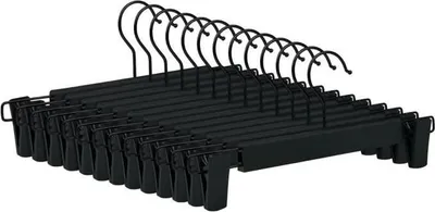 Produktbild von Hosenbügel – 10 rutschfeste Bügel – verstellbar – schwarz – PP-Kunststoff