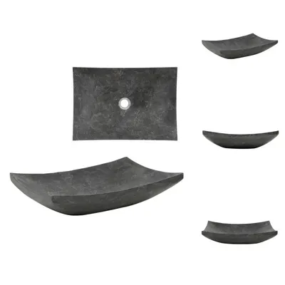 Immagine prodotto di vidaXL Lavabo 50x35x12 cm Marmo Nero - Lavabo da bagno