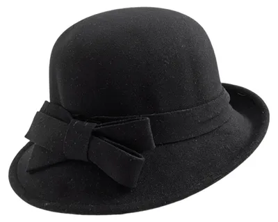 Produktbild von Damen-Filzhut, Vintage-Cloche-Fedora-Hut, Damen-Bowlerhut mit Schleife, Winter-Hochzeits-Kirchen-Jazz-Kappe