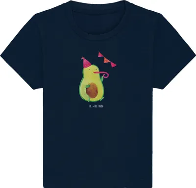 Produktbild von Mr. & Mrs. Panda  T-Shirt Avocado Party Zeit 12. - 18. Monat - French Navy - Geschenk, Baby Jerseyshirt, Kinder Top, Feier, Happy Birthday, Organic, Glücklich