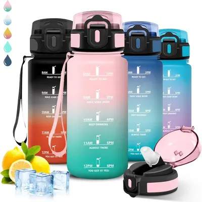 Produktbild von Kinder Trinkflasche 500 ml, mit Strohhalm, auslaufsicher, für Schule