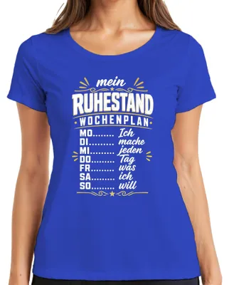 Productafbeelding van Mijn weekplanning voor mijn pensioen. Elk dag draag ik een T-shirt met de tekst "Statement Sarkasmus", blauw, maat L