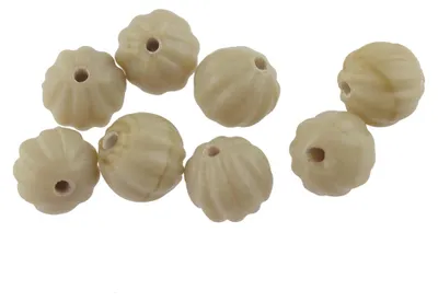 Produktbild von Vintageparts Glasperlen melonenförmig beige 9 mm, 10 Stück