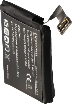 Produktbild von Akku passend für Apple Watch 3 42mm, Li-Polymer, 3,82V, 350mAh, 1,3Wh, built-in, ohne Werkzeug A1850 Akku