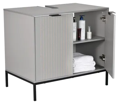 Immagine prodotto di Mobile sottolavello - Mobiletto da bagno - Autoportante - 2 ante - 70,1 x 63 x 45 cm - Grigio