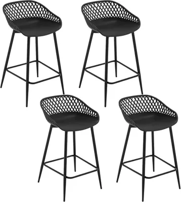 Immagine prodotto di Sgabello da bar WOLTU, con schienale scavo, poggiapiedi, gambe in metallo, in plastica PP, nero