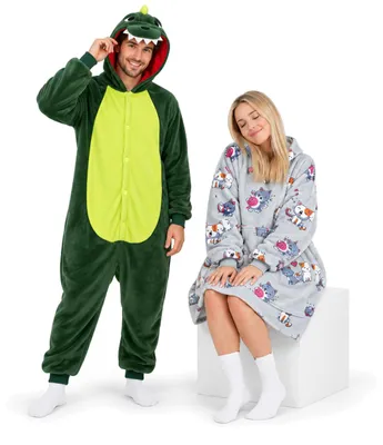 Image de Onesie Kigurumi Pyjama Dinosaure Déguisement Costume L : 165 - 175cm + Sweat plaid à capuche