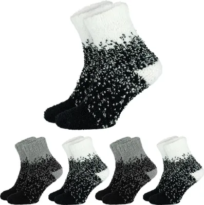 Produktbild von 4 Paar Kuschelsocken für Damen – flauschig und warm für Zuhause und Winter - Weiß/Grau