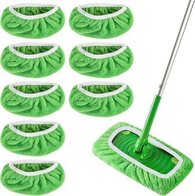 Productafbeelding van 8 Herbruikbare Vloerdoeken voor Swiffer Mop - Vochtige en Droge Doeken met Hoge Water- en Vuilopname