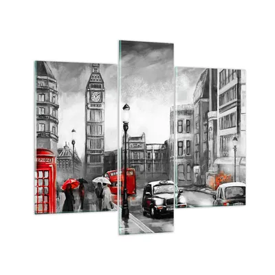Produktbild von Bilder auf glas - London Bus - 95x80cm - Glasbilder - Wandbilder - Bilder - Kunstdruck - zum Aufhängen bereit - Wanddekoration aus Glas - Glas Bilder - Wandbild auf Glas - 3 Teile - GCB95x80-3939