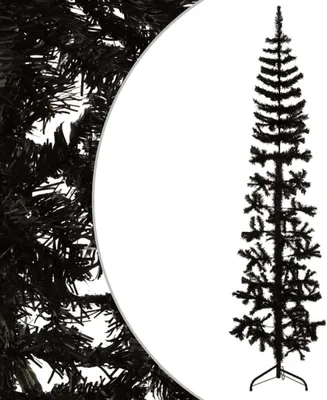 Produktbild von The Living Store Künstlicher Halb-Weihnachtsbaum Ständer Schlank Schwarz 240 cm